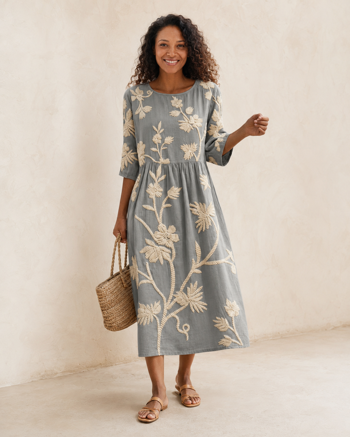 MEDI FOREST EMBROIDERY DRESS AMERI