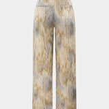 Inna High-Waisted Straight Leg Pants with Marble Print