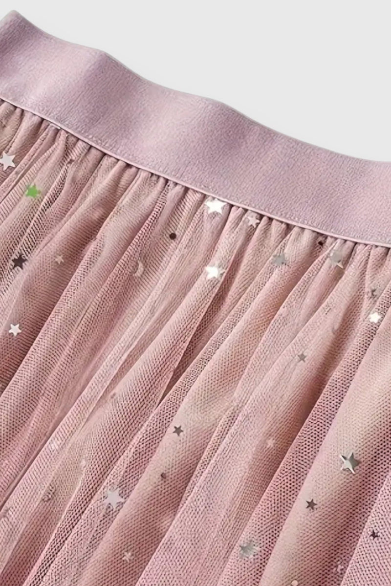 Colette High-Waisted Ruffled Hem Sequin Skirt