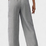Sabrina Lightweight Straight Pants with Adjustable Waistband Stripes