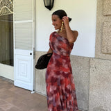 Long Dress with Off-Shoulder Watercolor