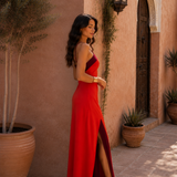 Simone | Long halter dress with slit