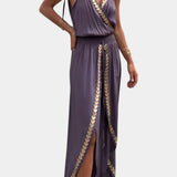 Donatila Unique Jumpsuit with Golden Details and Open Leg