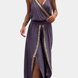 Donatila Unique Jumpsuit with Golden Details and Open Leg