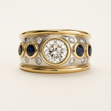 Barbora - Vintage Gold Ring with Inlays and Zirconias