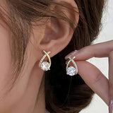 Leni - Gold Earrings with Cross and Sparkling Zirconias
