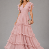 Zoe™ | Elegant Maxi Wedding Dress in Light Pink