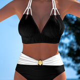 Lily™ | High-waisted swimsuit with double straps and contrasting color