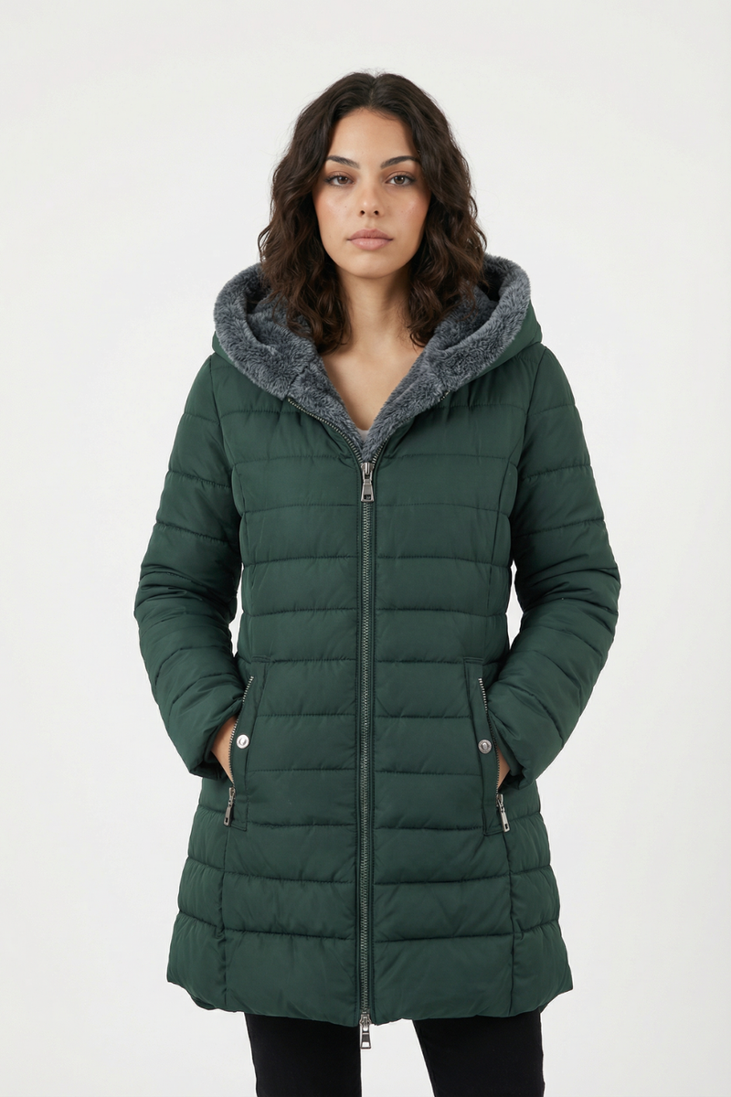 Padded coat with fleece lining