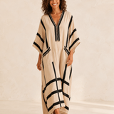 Beige Caftan with Black Stripes