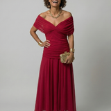 Calen™ | Flowing Midi Dresses with Off-the-Shoulder Design