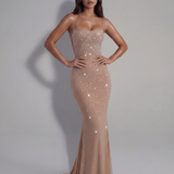 Shiny long dress with thin straps