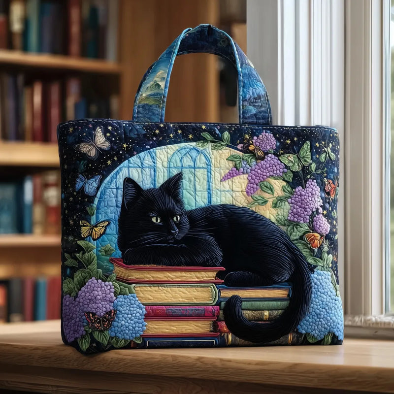 Handmade Black Cat Bag on Books