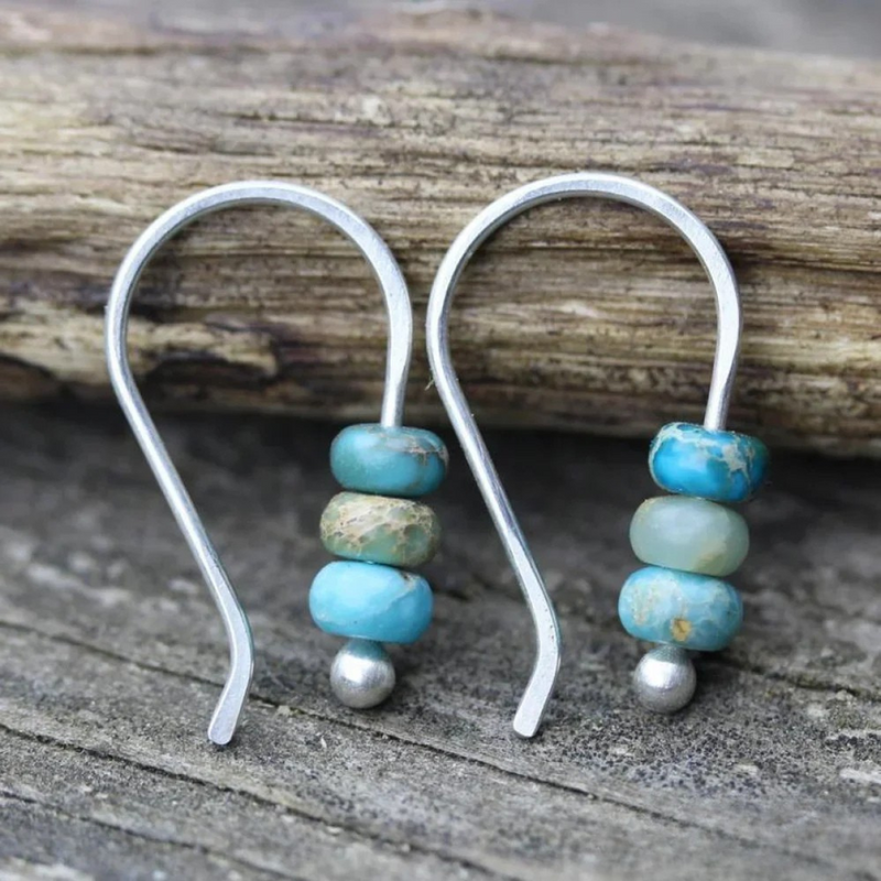 Alena – Silver earrings with turquoise pearls