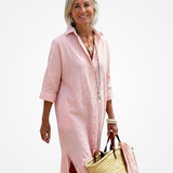 Corina | Classic Striped Maxi Shirt Dress