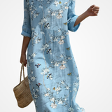 Beatriz - Maxi Dress with Round Neck and Embroidery