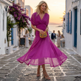 Xénia - Elegant long dress with V-neck