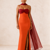 Bontle | Two-tone draped long dress