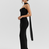 Long fitted dress with choker