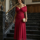 Calen™ | Flowing Midi Dresses with Off-the-Shoulder Design
