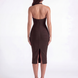 Midi bandage dress with halter neckline