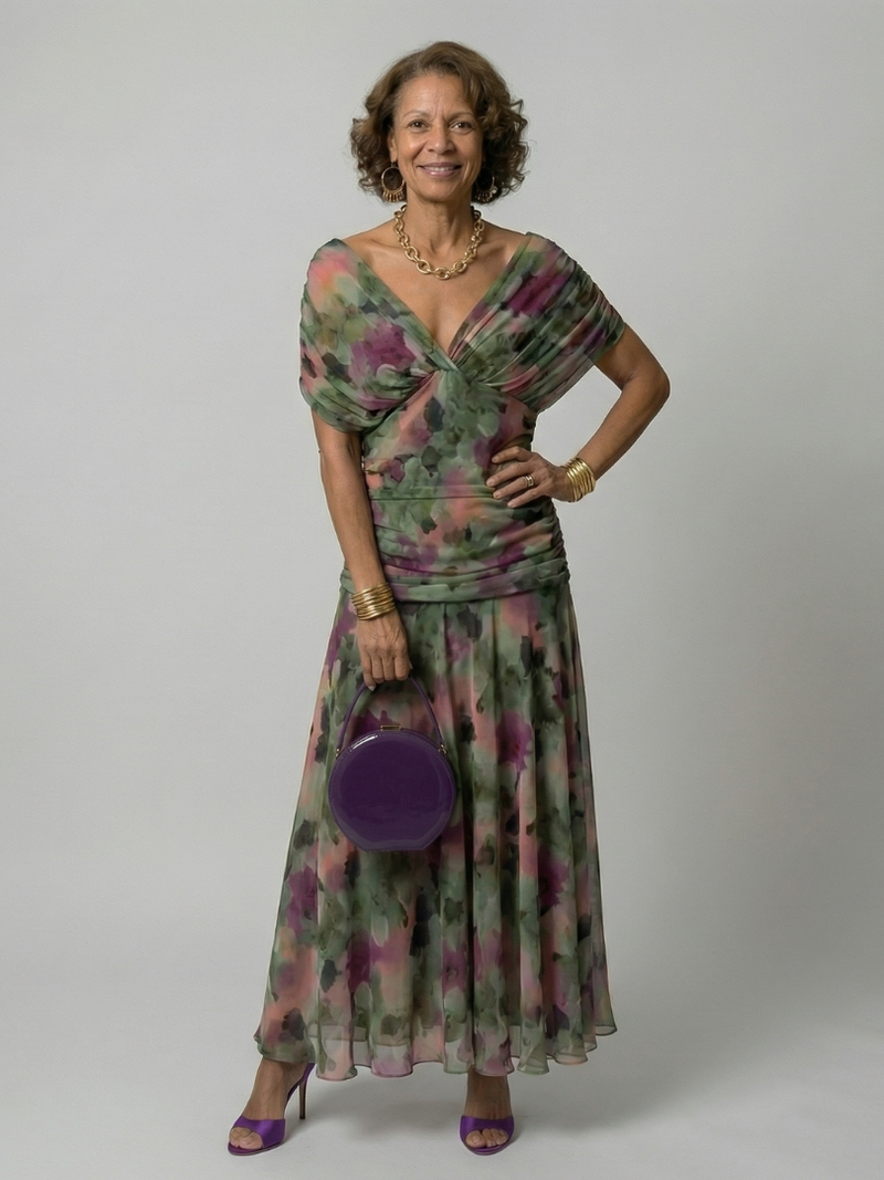 Calen™ | Flowing Midi Dresses with Off-the-Shoulder Design