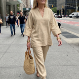 Georgiana™ | Tunic with V-neck and Gathered Pants