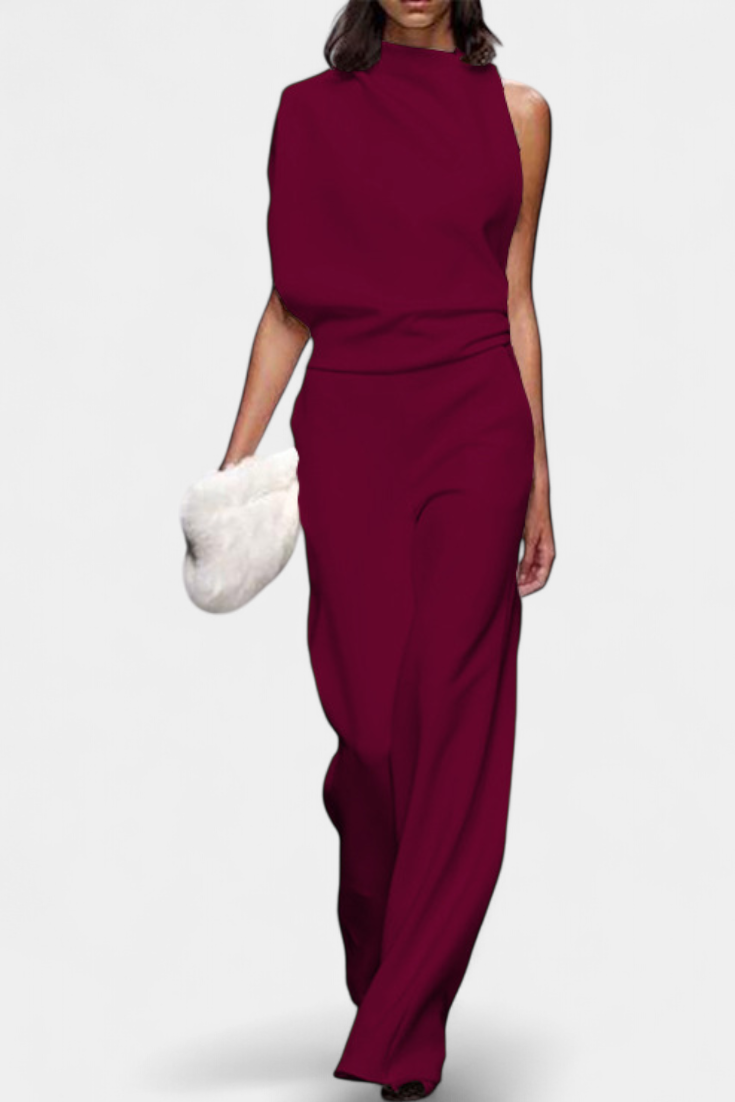 Etta Asymmetrical Fluid Leg Jumpsuit