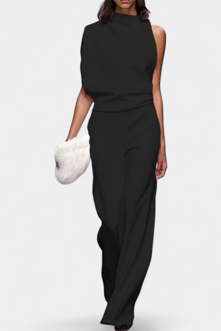 Etta Asymmetrical Fluid Leg Jumpsuit