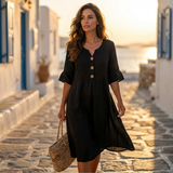 Helena - Dress with puff sleeves and buttons