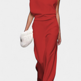 Etta Asymmetrical Fluid Leg Jumpsuit