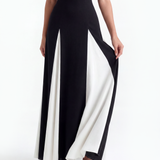 Long dress with thin straps and contrasting panels
