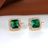 ZIRCONIA | Square Earrings Green Gold