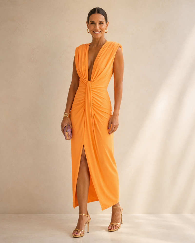 Selena | Draped Fiery Dress