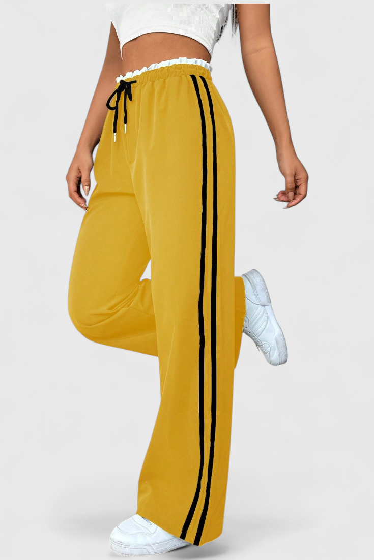 Alanys Wide-Leg Sports Pants with Side Detail