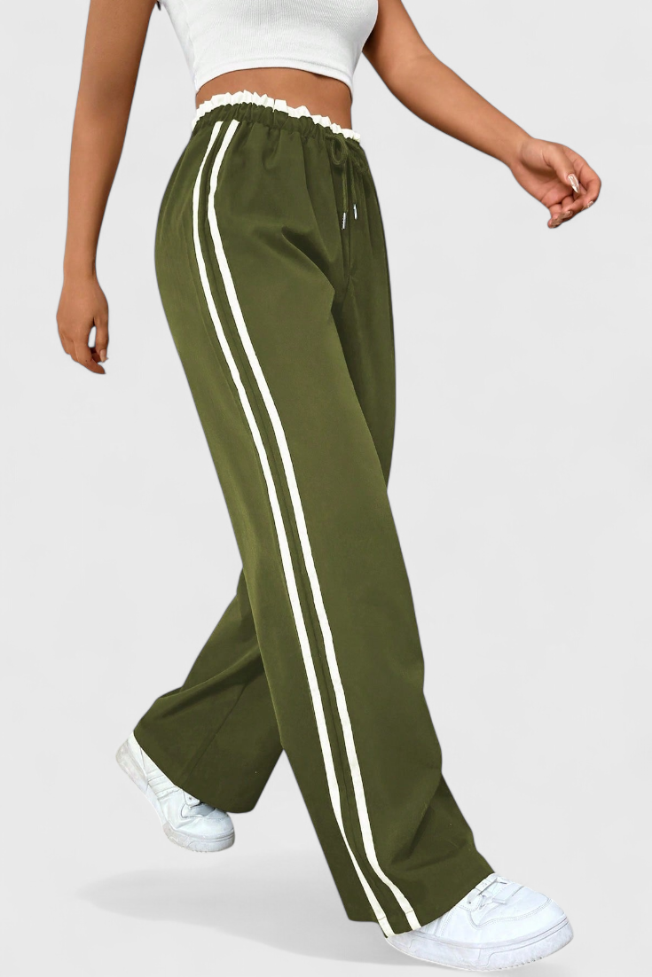 Alanys Wide-Leg Sports Pants with Side Detail