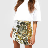 Veena Sequin Mini Skirt in Black, Gold, or Silver