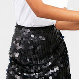 Veena Sequin Mini Skirt in Black, Gold, or Silver