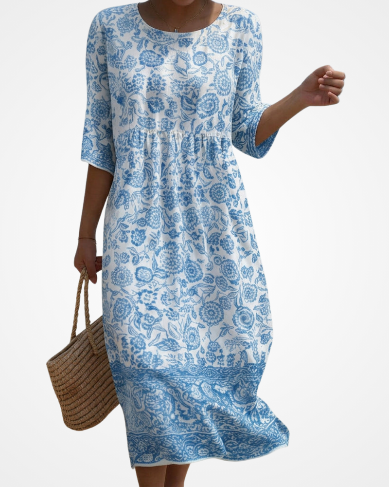 Sofía - Maxi Dress with Round Neckline and Embroidery