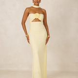 Tarryn | Maxi Halter Dress with Rose Corsage
