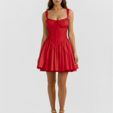Short dress with corset and flowy skirt