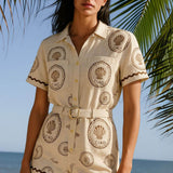 Seashell Mono T-Shirt with Shell and Button Detail