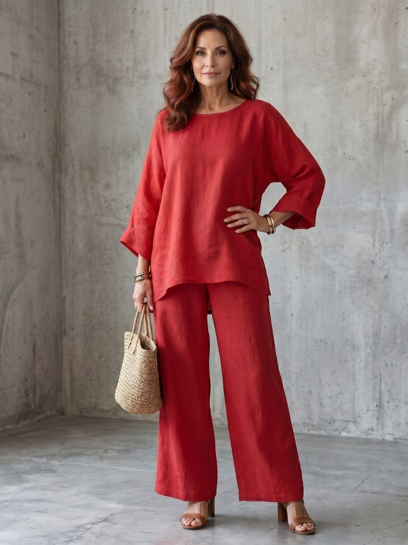 Prue™ | Loose Tunic and Wide Leg Pants Set