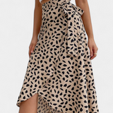 Camila Boho Wrap Skirt with Asymmetrical Print