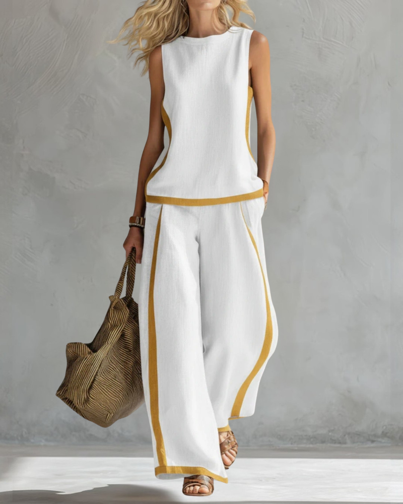Aurora White Linen Two-Piece Set