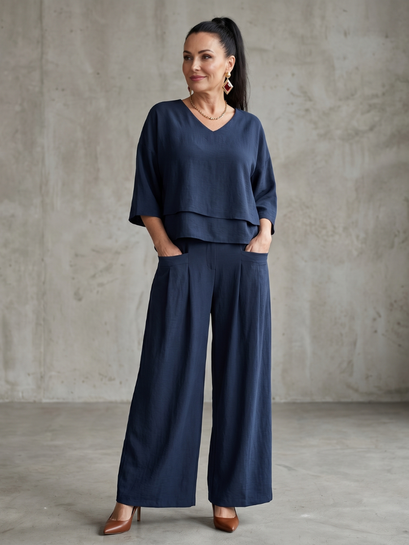 River™ | Layered Top and Wide Leg Pants Set