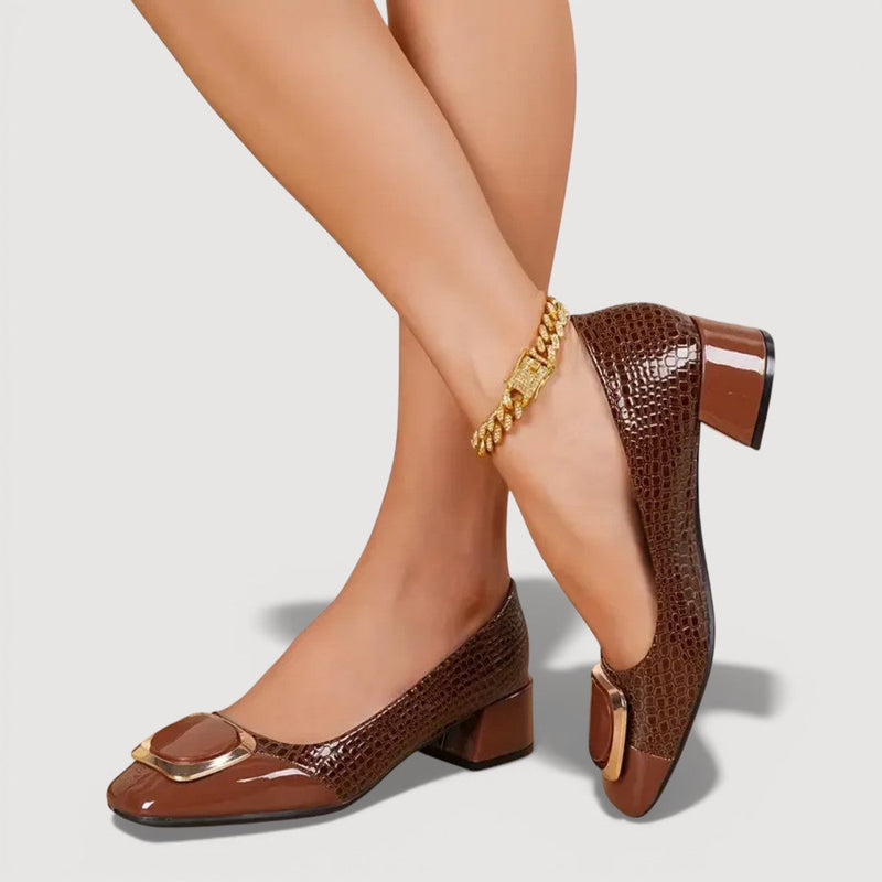 Livana™ | Crocodile Effect Square Heels