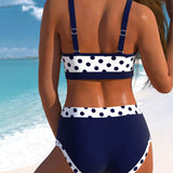Natalia™ | High-Waisted Bikini with Stripes and Patchwork Design