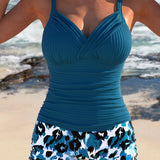 Gabby™ | Ribbed tankini with printed shorts