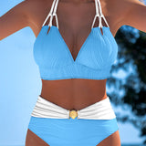 Lily™ | High-waisted swimsuit with double straps and contrasting color